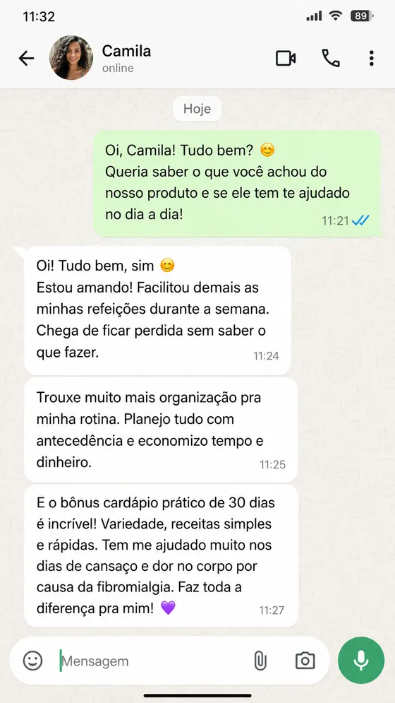 Depoimento de Marcelo no WhatsApp sobre o material