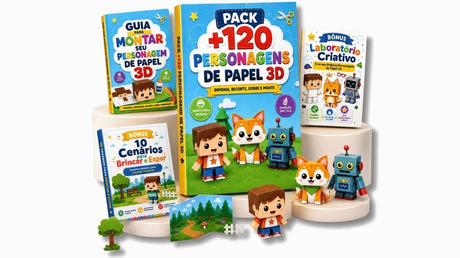 Kit Completo: Pack +120 Personagens de Papel 3D e 3 Bônus