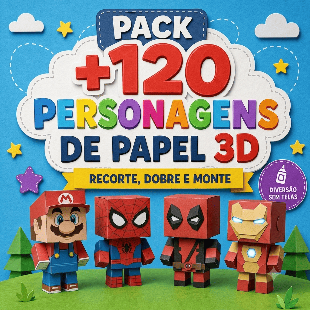 Pack +120 Personagens de Papel 3D