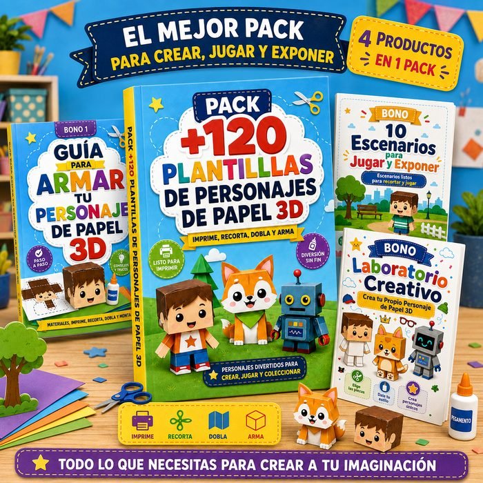 Pack +120 Personajes de Papel 3D